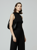 CARTERA DE HOMBRO EFECTO CUERO TESSA - Black Detail:SILVER TRIM