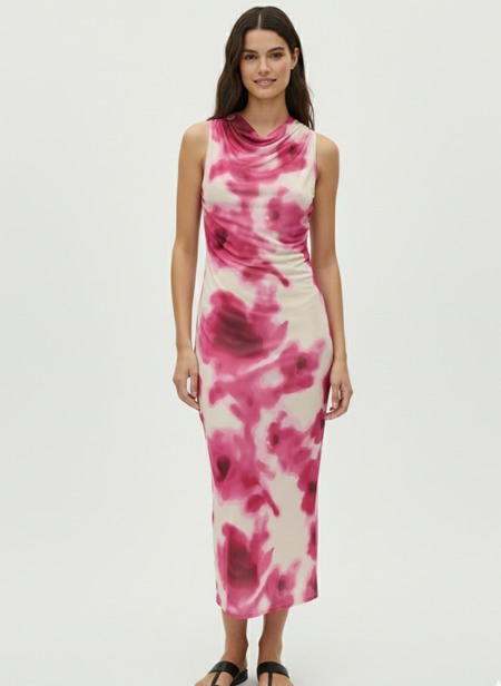 VESTIDO MAXI ESTAMPADO PARIS-Cloud Dancer AOP:Sunne flowers