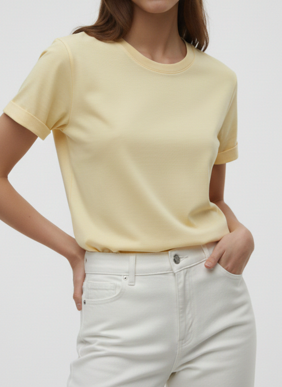 CAMISETA MINIMAL MANGA CORTA PAULA - Lemon Meringue