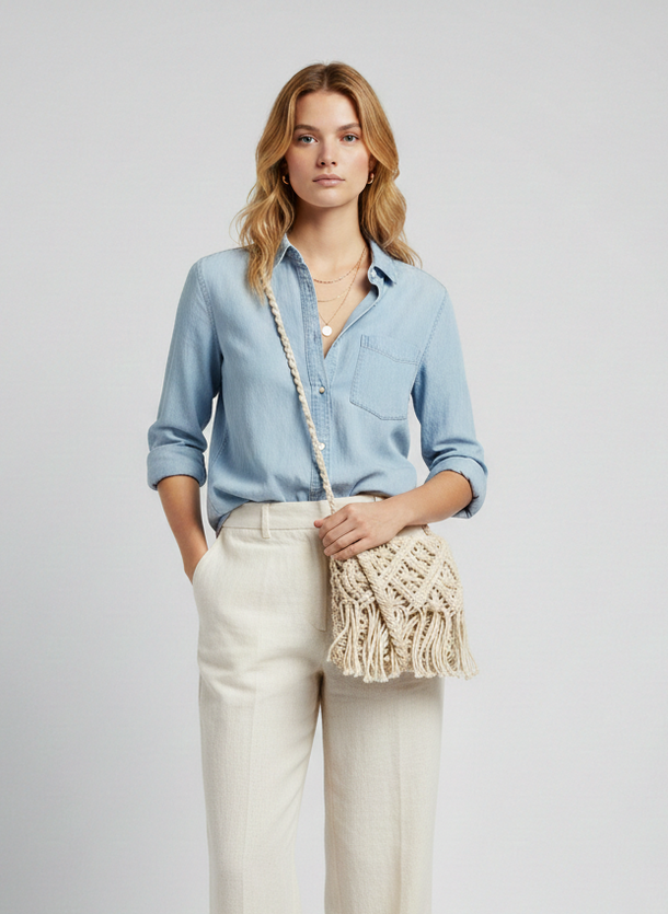 Product CARTERA BANDOLERA CROCHET ANA - Sandshell - Image 1