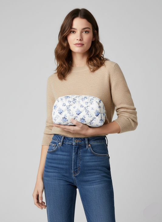 NECESSAIRE ACOLCHADO ESTAMPADO ESLIE-Maritime Blue AOP:Romantic floral