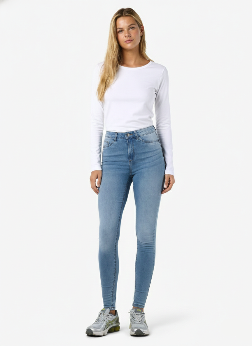 JEAN SKINNY TIRO ALTO CALLIE - Light Blue Denim