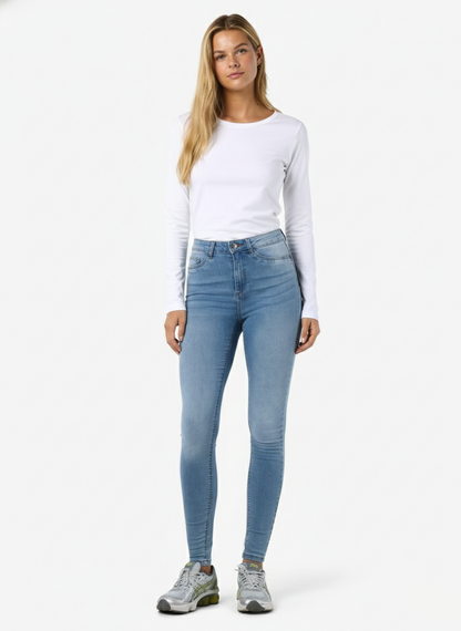 JEAN SKINNY TIRO ALTO CALLIE - Light Blue Denim