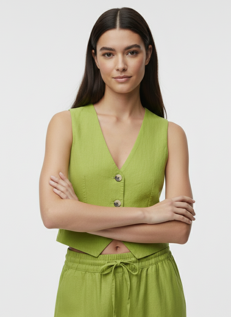 CHALECO SASTRERO LINO SAY - Lima Bean Green