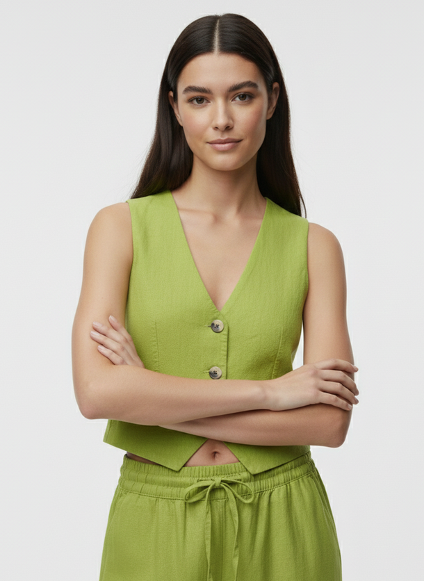 Product CHALECO SASTRERO LINO SAY - Lima Bean Green - Image 1