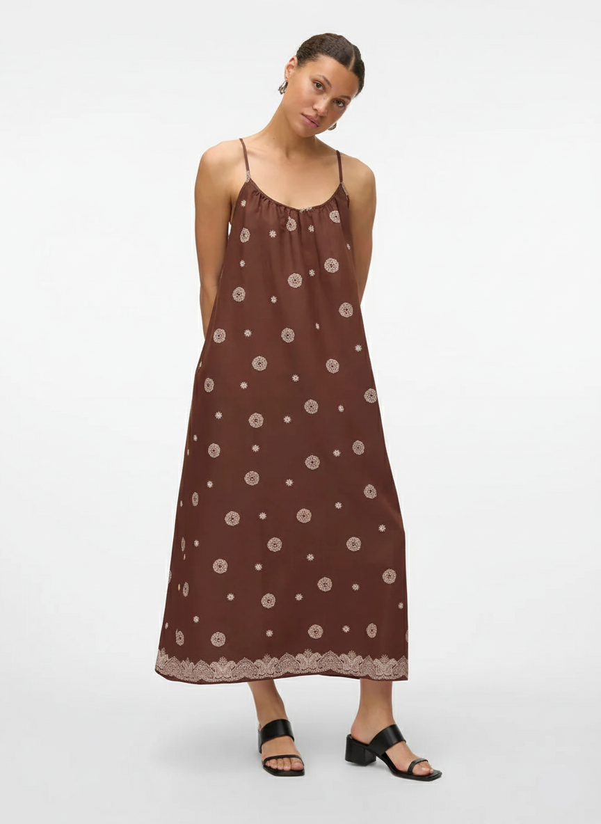 VESTIDO MAXI ESTAMPADO ESSIE-Dachshund AOP:CLOUD DANCER