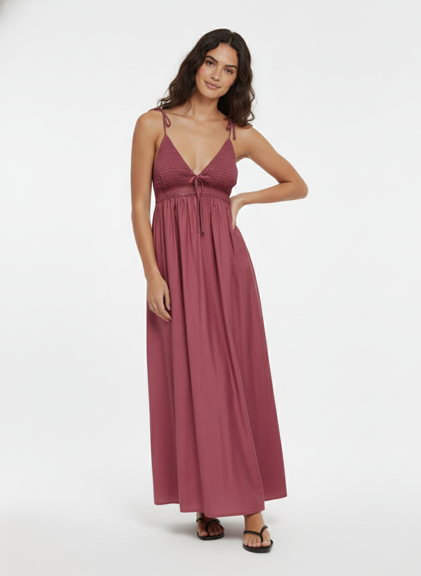 VESTIDO MAXI CON TIRAS AJUSTABLES BRIA - Earth Red