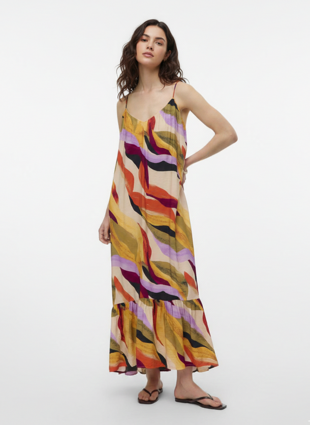 Product VESTIDO MAXI ESTAMPADO CON TIRAS CRUZADAS TILLY-Cloud Dancer AOP:ABSTRACT PRINT - Image 1