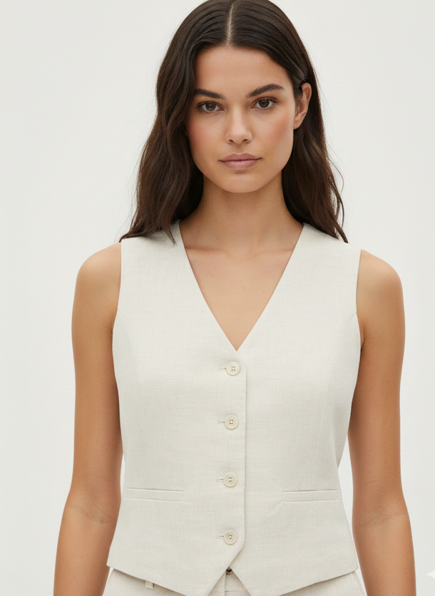 Product CHALECO LINO SASTRERO SIESTA-Moonbeam - Image 1