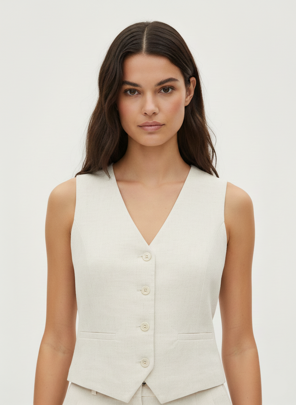 Product CHALECO LINO SASTRERO SIESTA-Moonbeam - Image 1