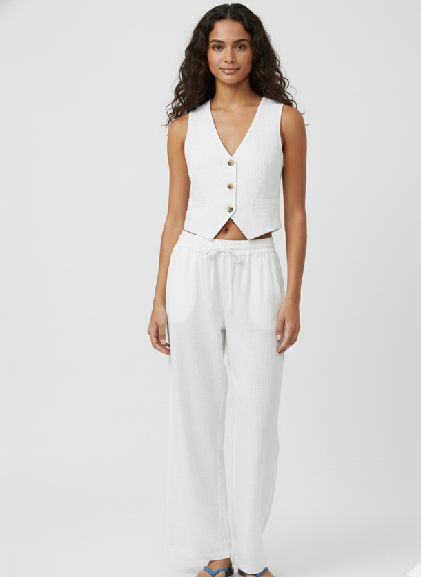 Product PANTALÓN WIDE LINO SAY - Bright White - Image 1