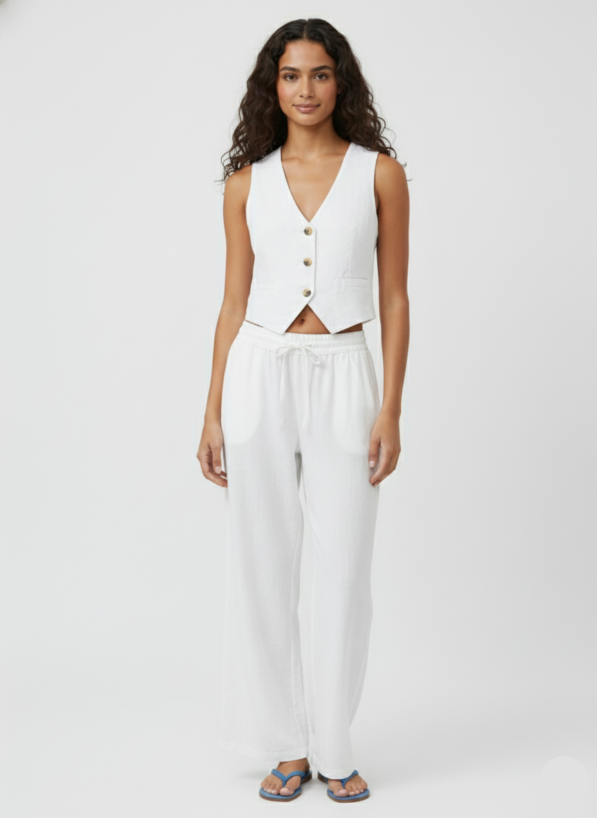 PANTALÓN WIDE LINO SAY - Bright White