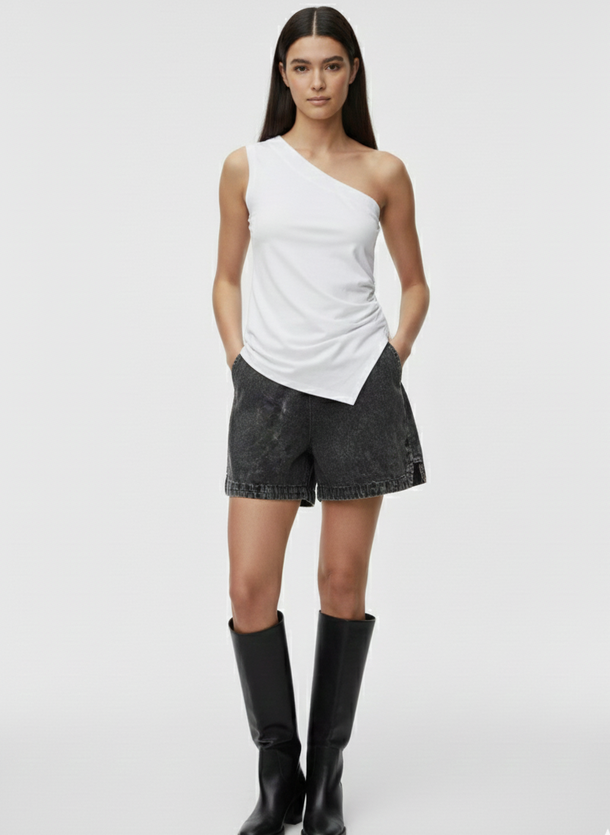 Product SHORT DENIM ACID WASH OREGON-Black Detail:WASHED - Image 1