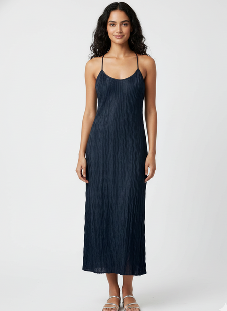 VESTIDO LARGO CON BRETELES AJUSTABLES BEA-Navy Blazer