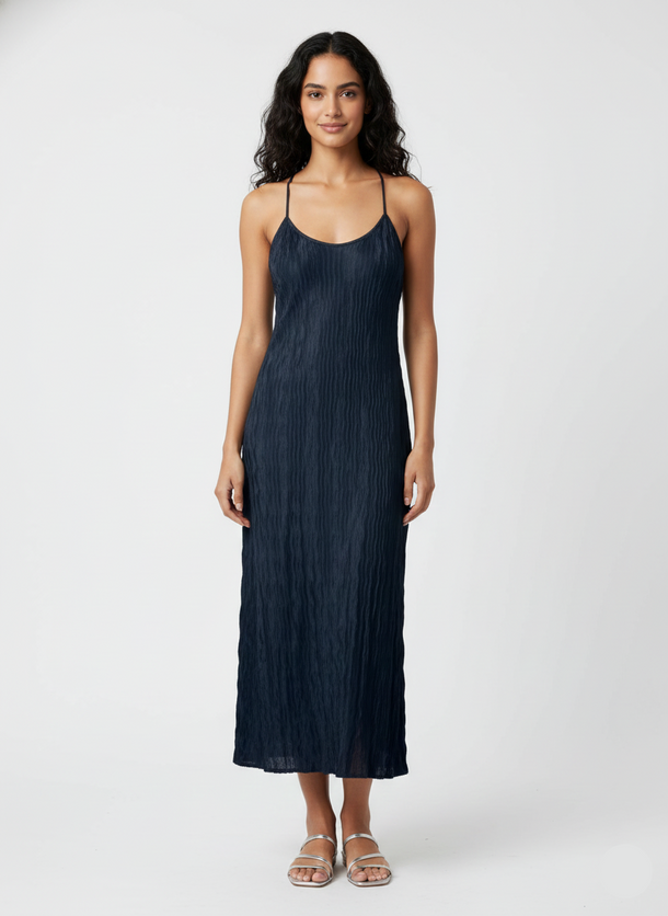 Product VESTIDO LARGO CON BRETELES AJUSTABLES BEA-Navy Blazer - Image 1