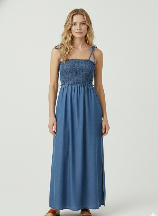 Product VESTIDO MAXI DENIM RIS-Medium Blue Denim - Image 1