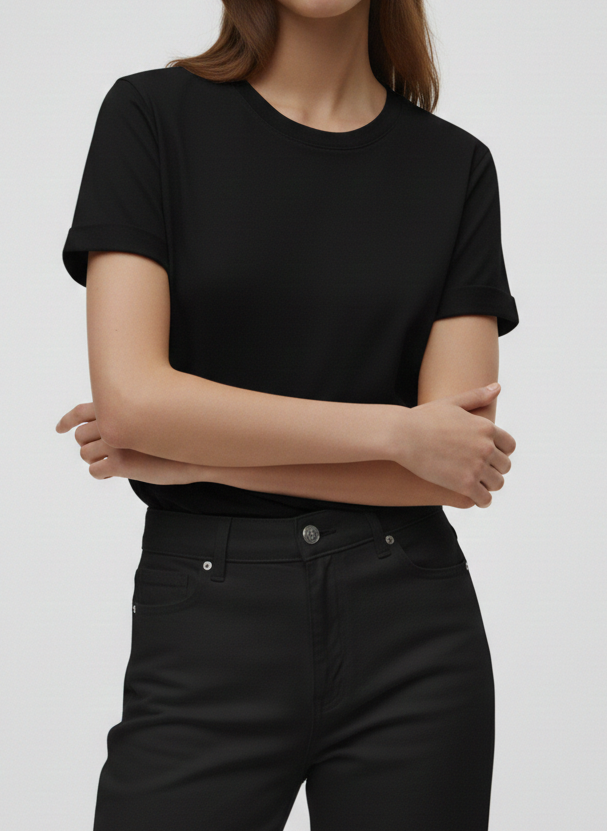 CAMISETA MINIMAL MANGA CORTA PAULA - Black