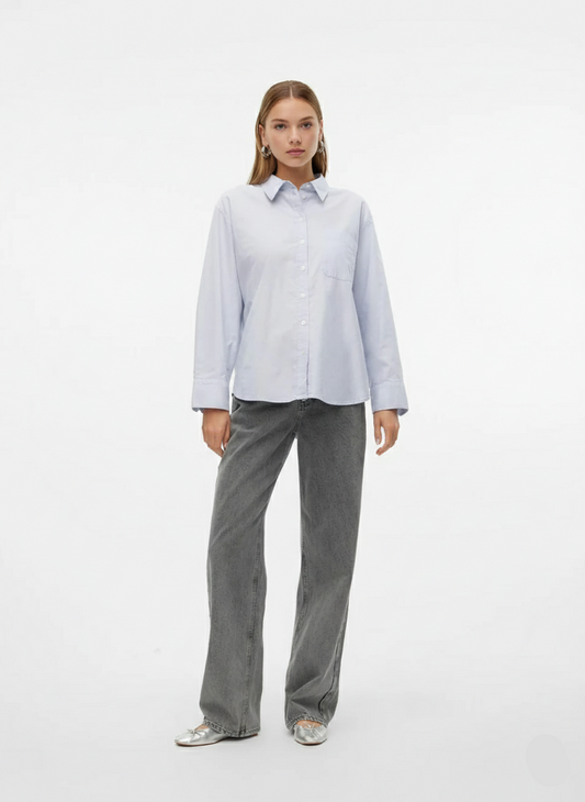 CAMISA OXFORD OVERSIZE IDA - Light Blue