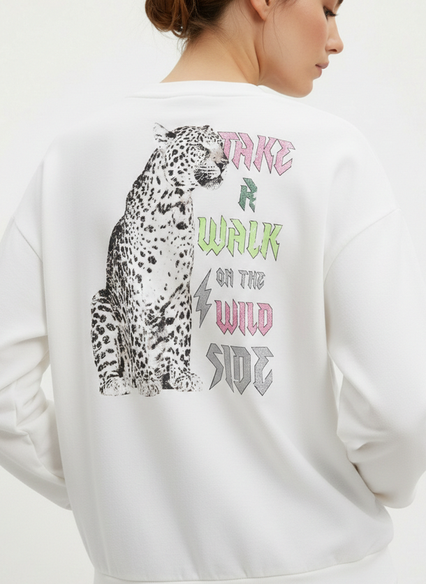 Product BUZO OVERSIZE ESTAMPADO INDA-Egret Print:Electric wild side - Image 1