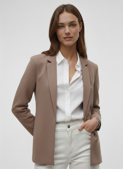 BLAZER LARGO DE PUNTO EVI - Brown Lentil