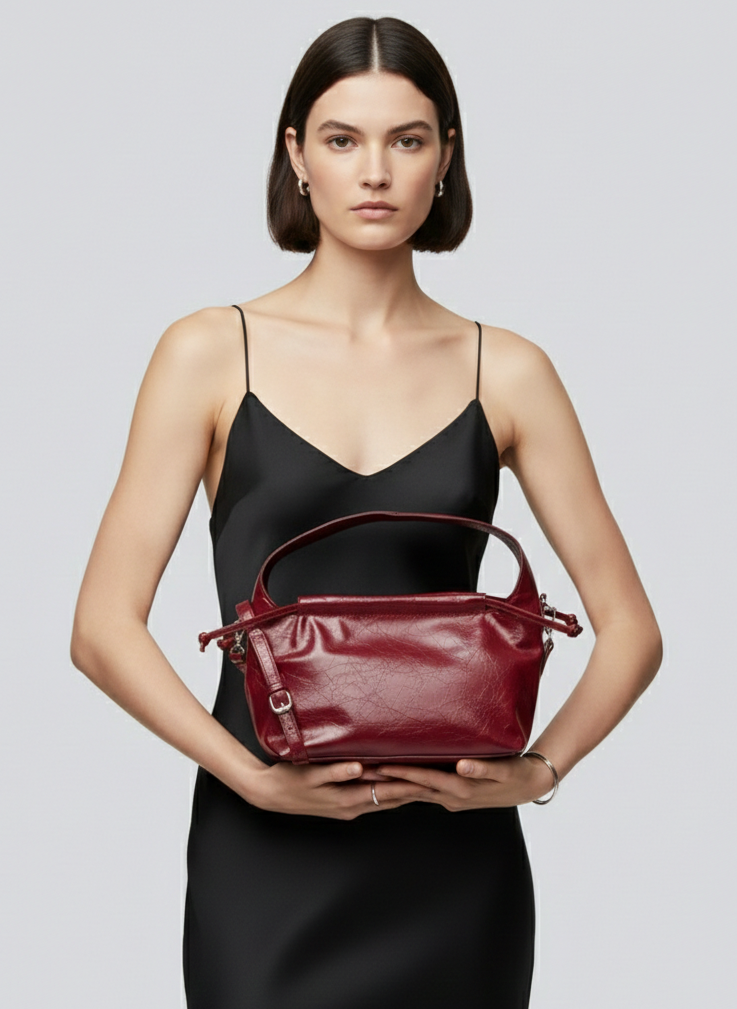 CARTERA DE HOMBRO EFECTO CUERO MONICA - Syrah