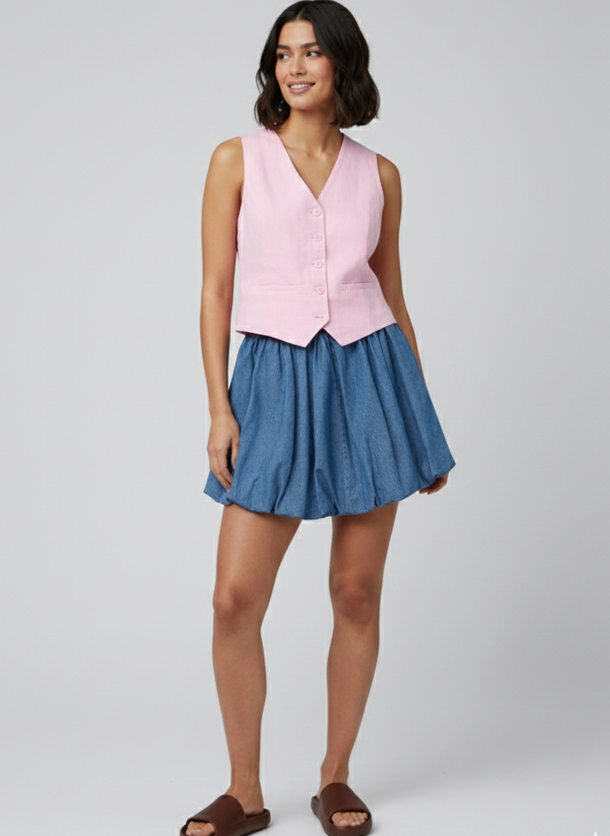 Product POLLERA BALLOON DENIM DORA-Medium Blue Denim - Image 1