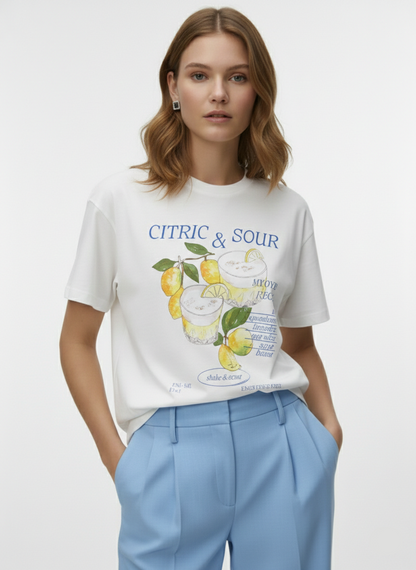 CAMISETA GOOD OBJECTS IDA-Bright White Print:CITRIC & SOUR