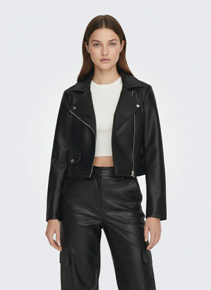 CAMPERA BIKER EFECTO CUERO ETTA