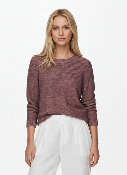 SWEATER TEJIDO CON CUELLO REDONDO GEENA - Rose Brown