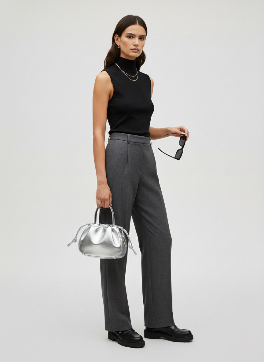 CARTERA EFECTO CUERO CORREA AJUSTABLE BALLOON - Silver Colour Detail:SILVER