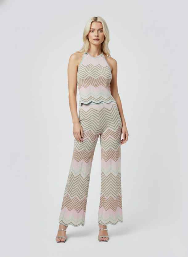 Product PANTALÓN LUREX ALVIRA-Cloud Blue Pattern:Roseate/Cloud/Bistre/Silver Glitter - Image 1