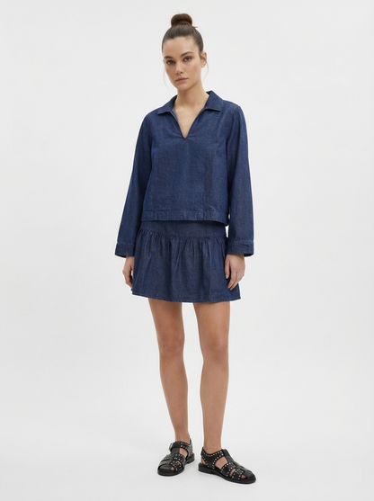 TOP DENIM CON CUELLO CAMISERO CASSIDY