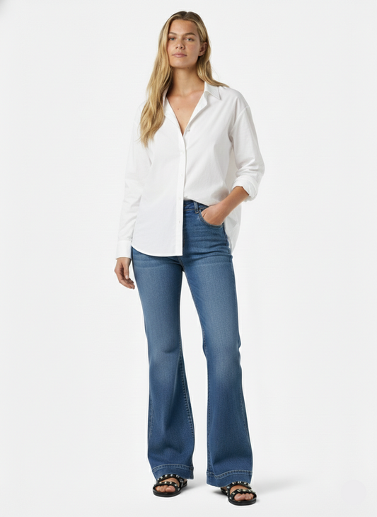 JEAN FLARE TIRO ALTO ROOXY-Light Blue Denim