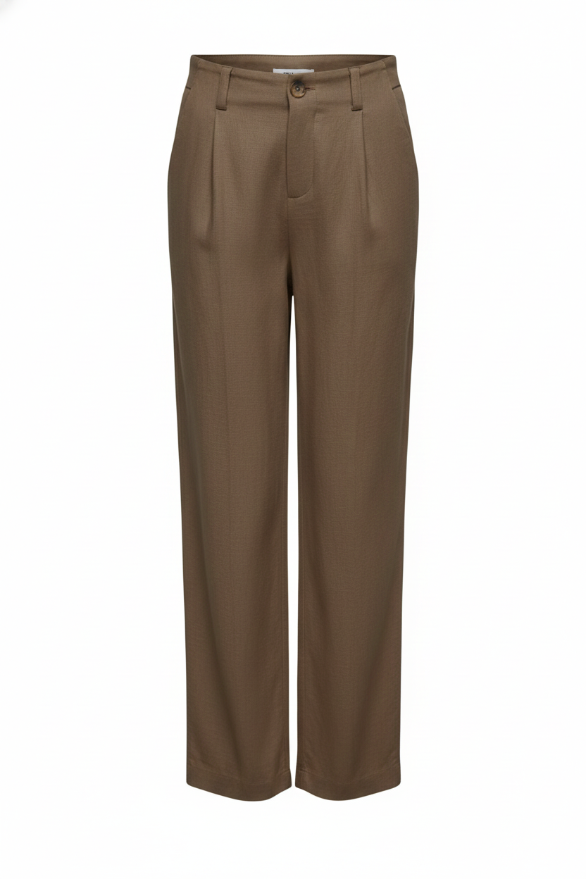 PANTALÓN RECTO LINO TIRO MEDIO AGNES - Walnut Detail:MELANGE