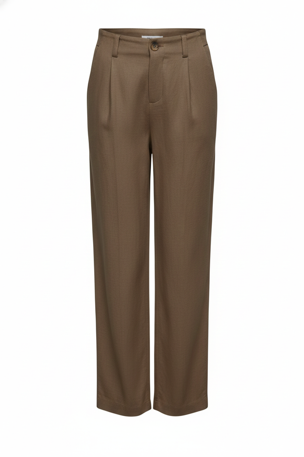 Product PANTALÓN RECTO LINO TIRO MEDIO AGNES - Walnut Detail:MELANGE - Image 1