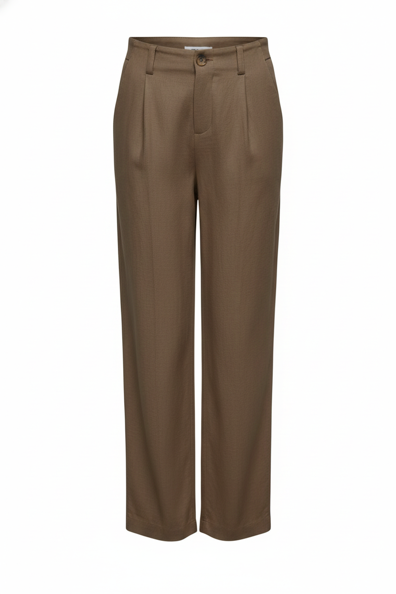 PANTALÓN RECTO LINO TIRO MEDIO AGNES - Walnut Detail:MELANGE