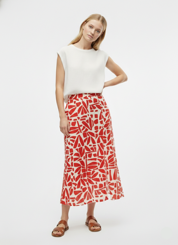 Product POLLERA MIDI DE LINO CON ABERTURA LIA-Valiant Poppy AOP:Bali Tile - Image 1