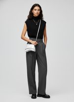 CARTERA BANDOLERA EFECTO CUERO SANTANA - Silver Colour Detail:w. Metallic