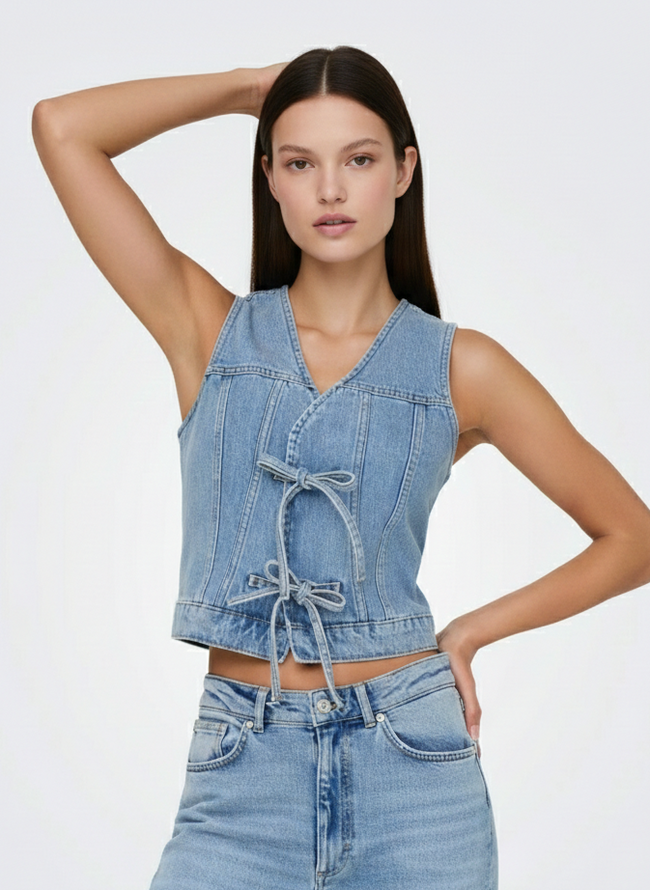 TOP DENIM LAZOS EMMA-Light Blue Denim
