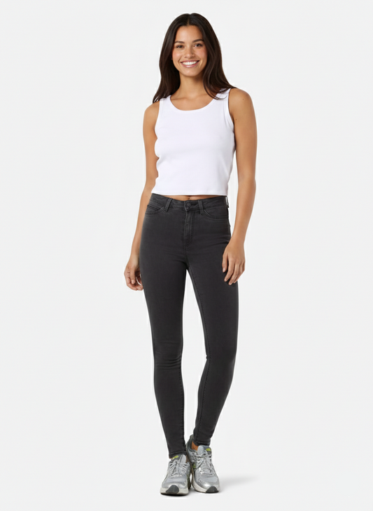 JEAN SKINNY TIRO ALTO CALLIE - Dark Grey Denim
