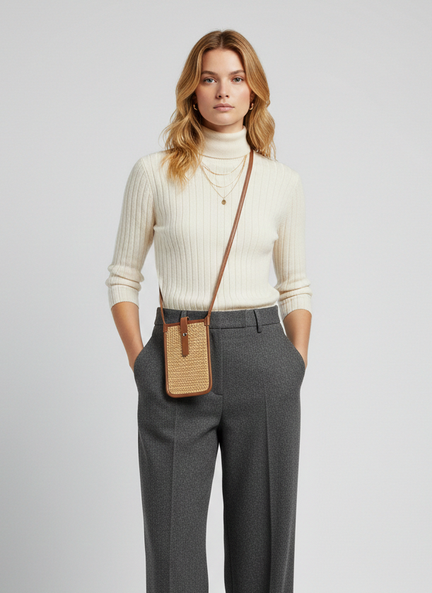 CARTERA DE RAFIA CON CORREA AJUSTABLE TIKA