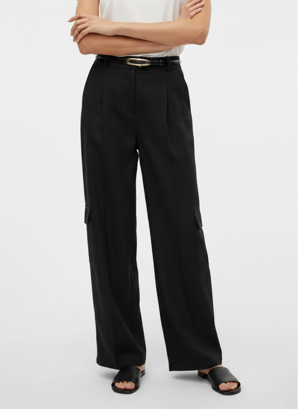 Product PANTALÓN CARGO LINO FLORENCE-Black Detail:MELANGE - Image 1