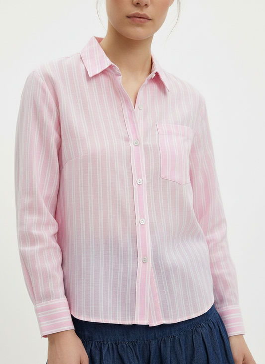 CAMISA LINO TOKYO-Pastel Lavender Stripes:CLOUD DANCER