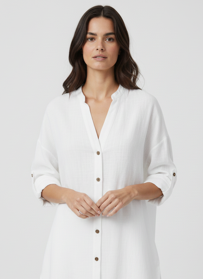 CAMISA LARGA RITA-Cloud Dancer