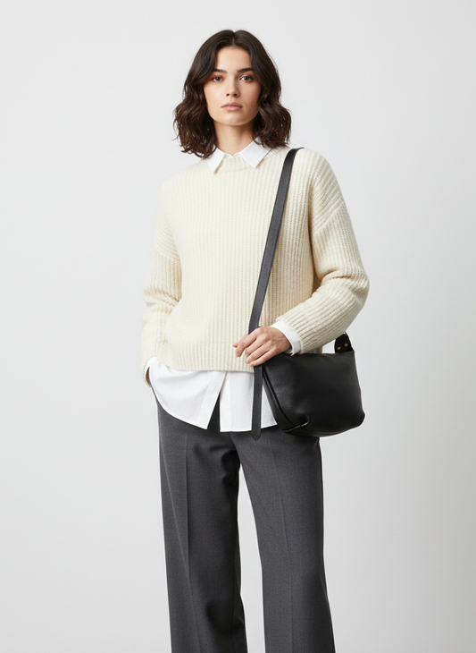 CARTERA DE HOMBRO EFECTO CUERO ANIA - Black