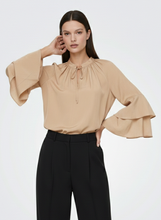 BLUSA FRUNCES CLARA - Silver Mink