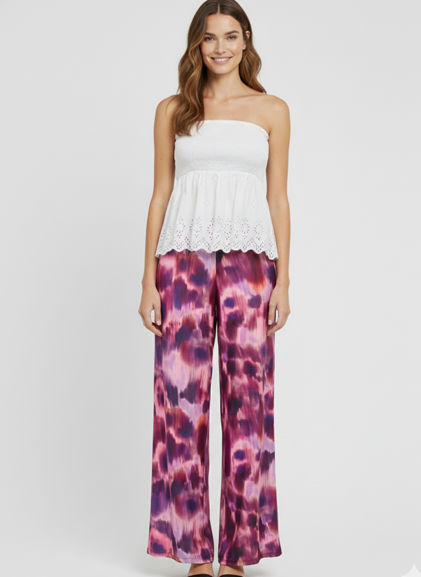 Product PANTALÓN FLARE TIRO ALTO HALA - Purple Heather AOP:Multi abstract - Image 1