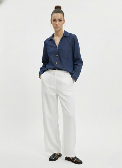 CAMISA DENIM CASSIDY-Medium Blue Denim