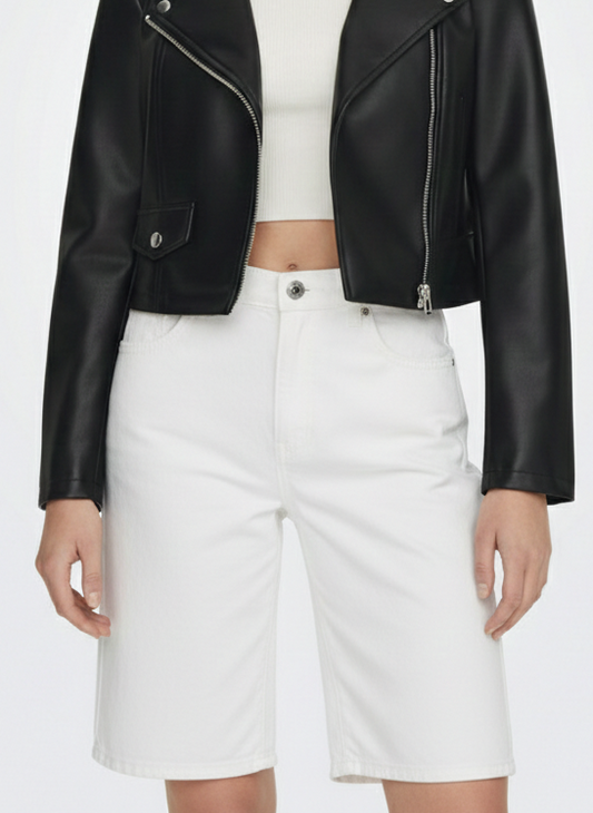 SHORT DENIM TIRO ALTO BILLIE - Bright White