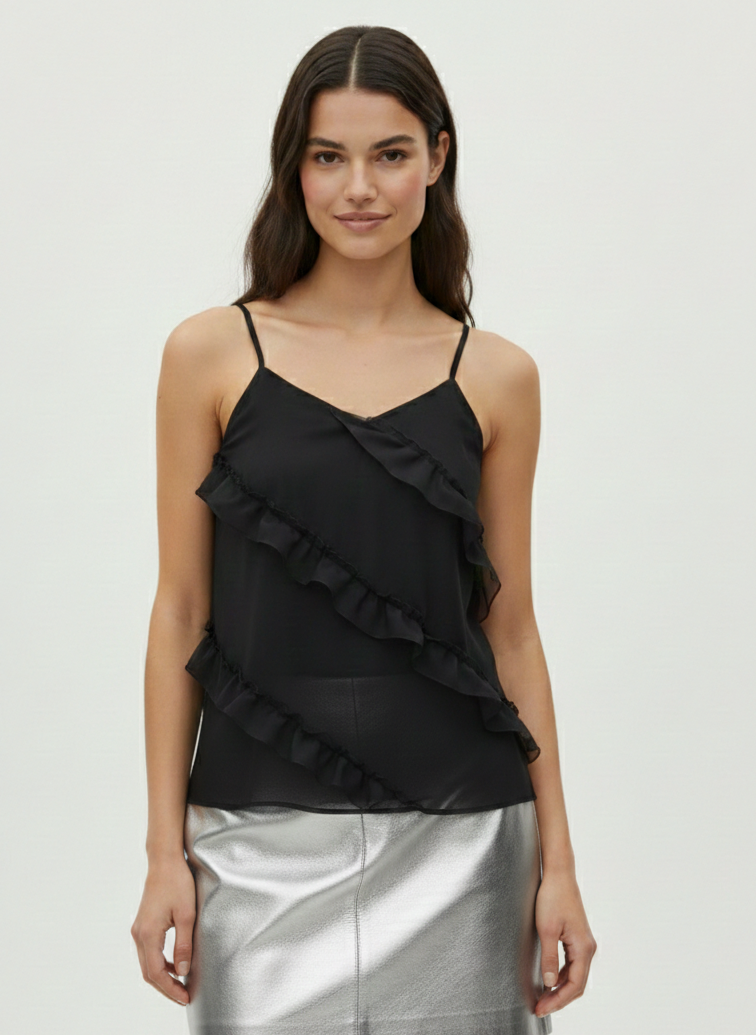 TOP VOLADOS FRILL-Black
